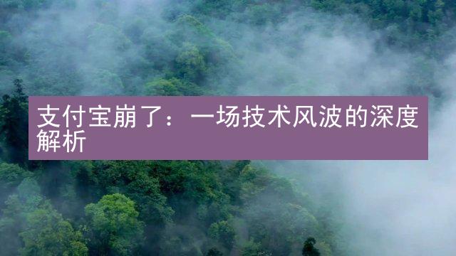 支付宝崩了：一场技术风波的深度解析