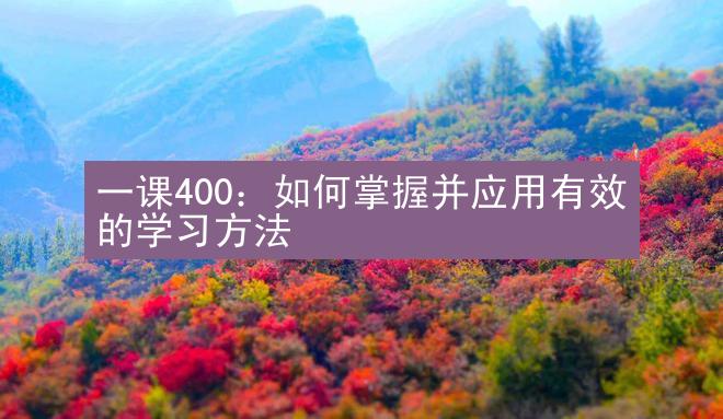 一课400：如何掌握并应用有效的学习方法