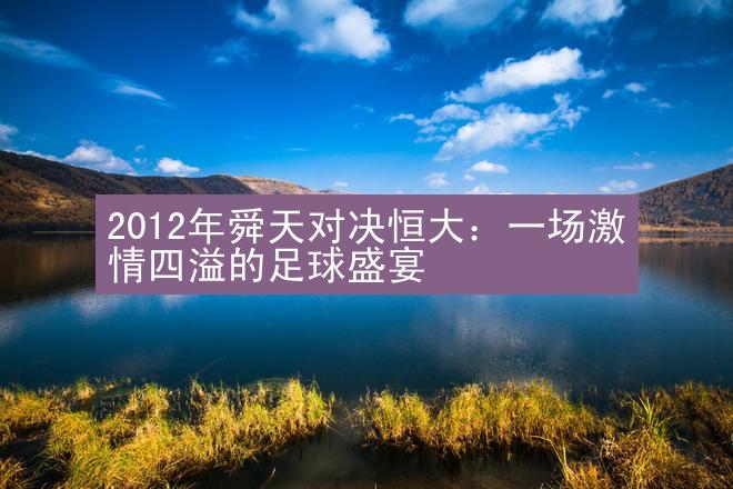 2012年舜天对决恒大：一场激情四溢的足球盛宴