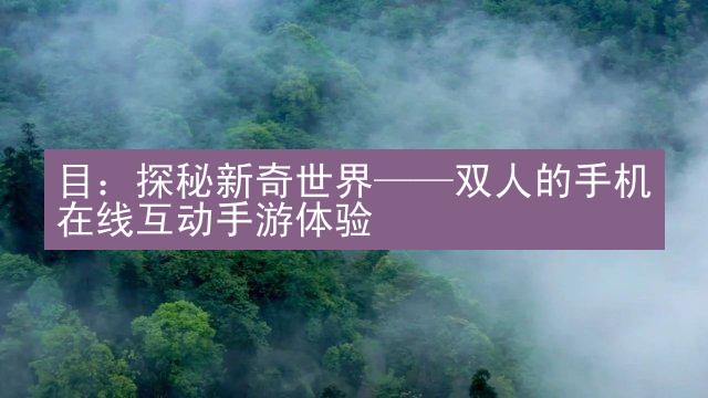 目：探秘新奇世界——双人的手机在线互动手游体验